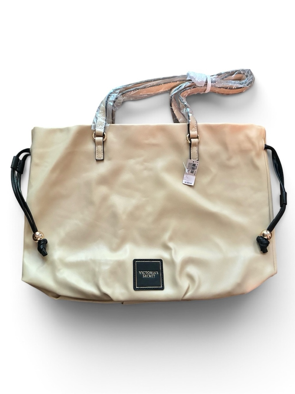 Victoria's Secret Cream Tote with Black Drawstring Detail
